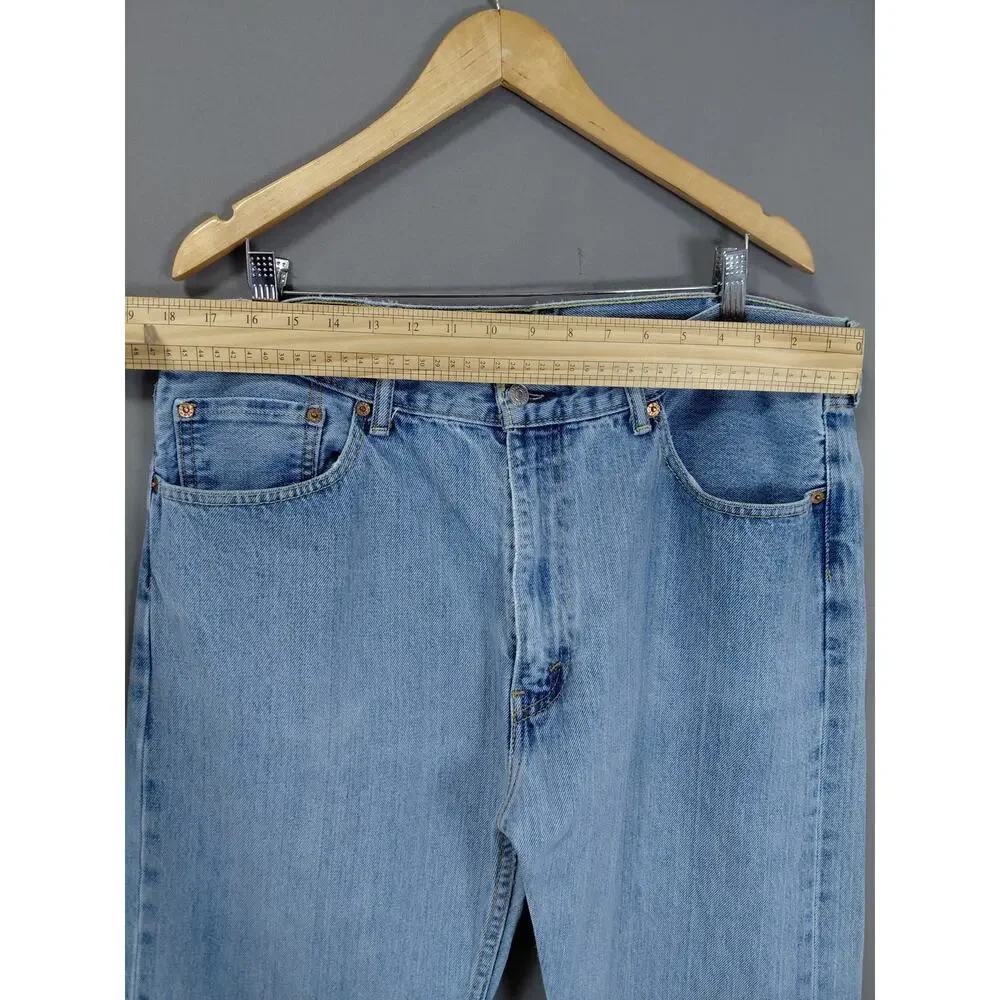 Levi's 505 Blue Light Wash Straight Leg Jeans Solid Men See Measurements